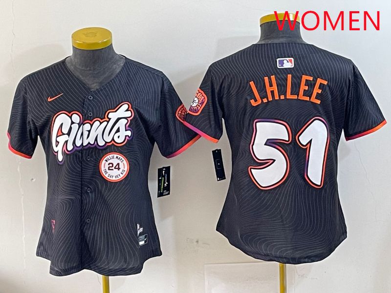 Women San Francisco Giants #51 J.H.Lee Black Joint Name Nike 2025 MLB Jersey style 11